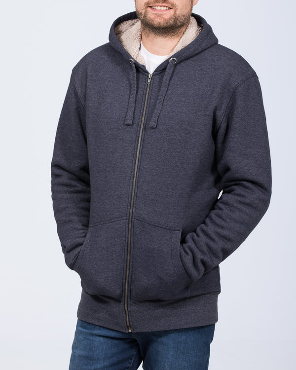 2t Arthur Tall Sherpa Hoodie (navy marl)