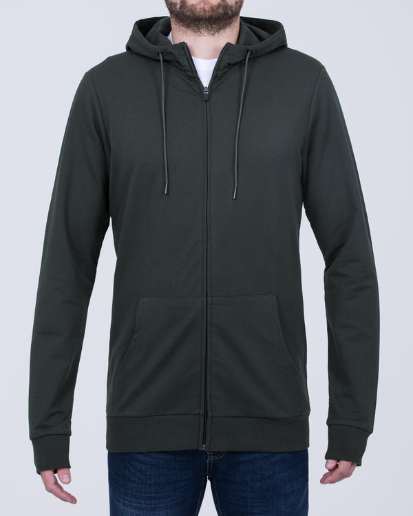 2t Zip Up Tall Declan Hoodie (dark olive)