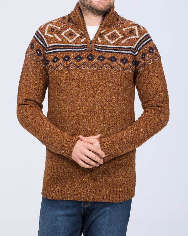 2t Nordic Tall Quarter Zip Lambswool Jumper (copper)