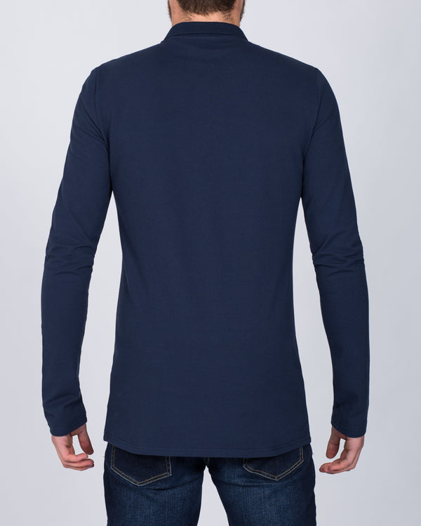 2t Slim Fit Long Sleeve Polo Shirt (navy)