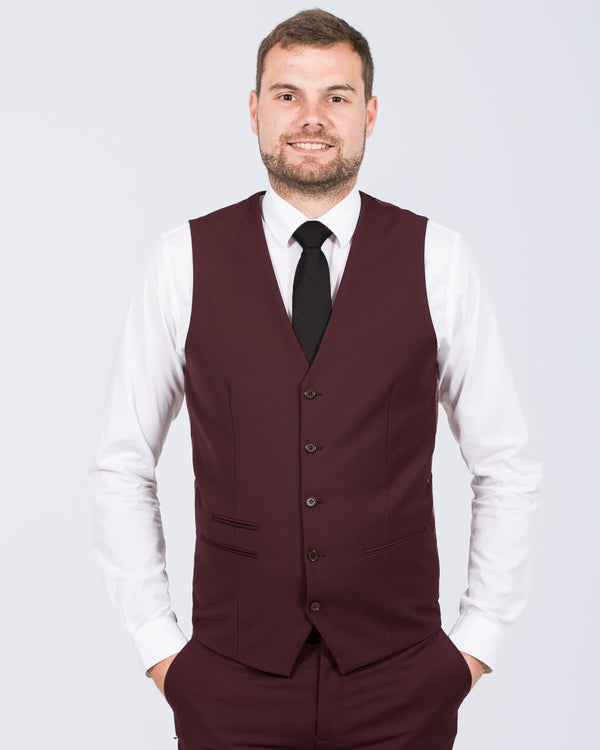 Skopes Madrid Tall Slim Fit Suit Waistcoat (claret)