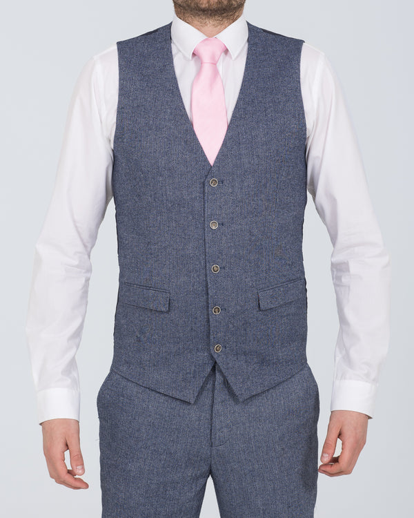 Skopes Jude Slim Fit Tall Waistcoat (blue herringbone)