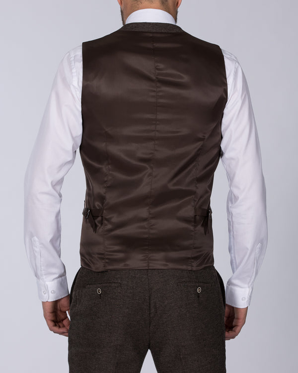 Skopes Jude Skinny Fit Tall Tweed Waistcoat (brown herringbone)