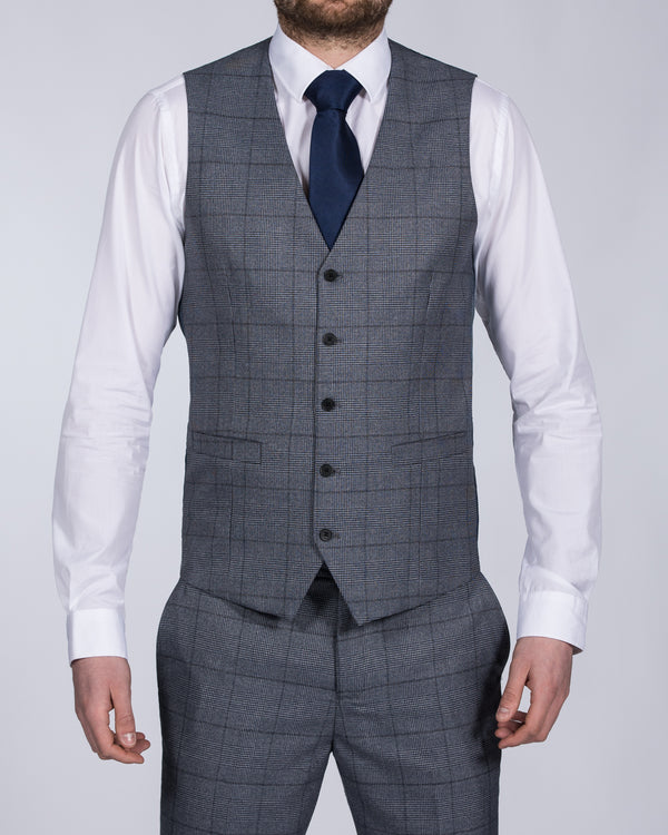 Skopes Reece Slim Fit Tall Suit Waistcoat (blue check)