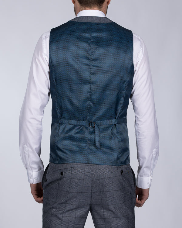 Skopes Reece Slim Fit Tall Suit Waistcoat (blue check)