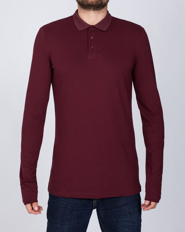 2t Slim Fit Long Sleeve Polo Shirt (burgundy)