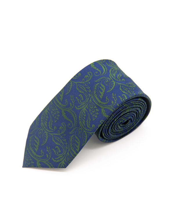 Double Two Extra Long Antique Printed Tie (navy)