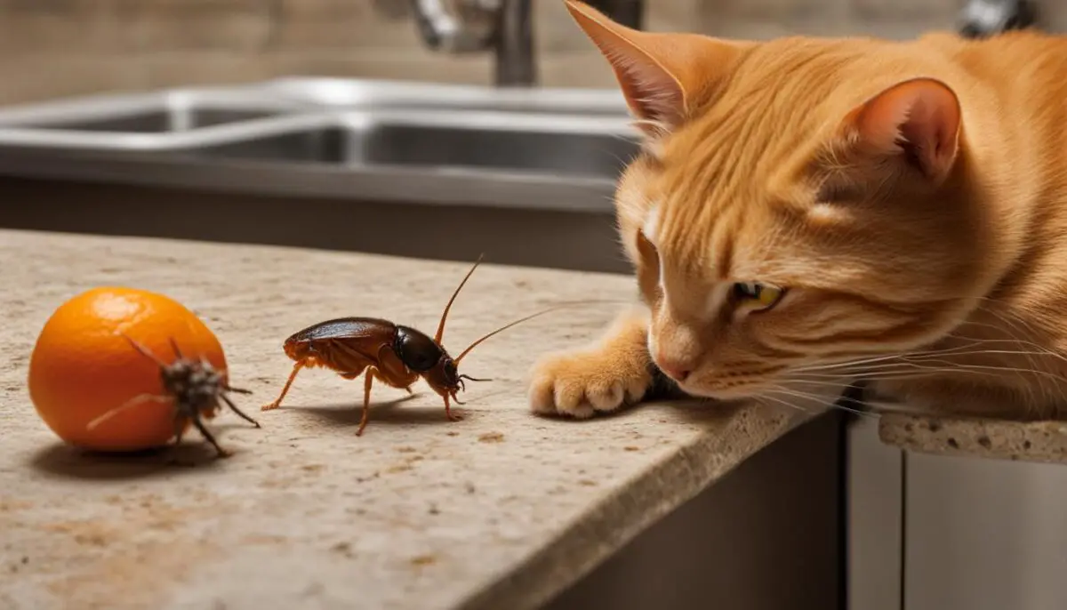 cat behavior towards cockroaches